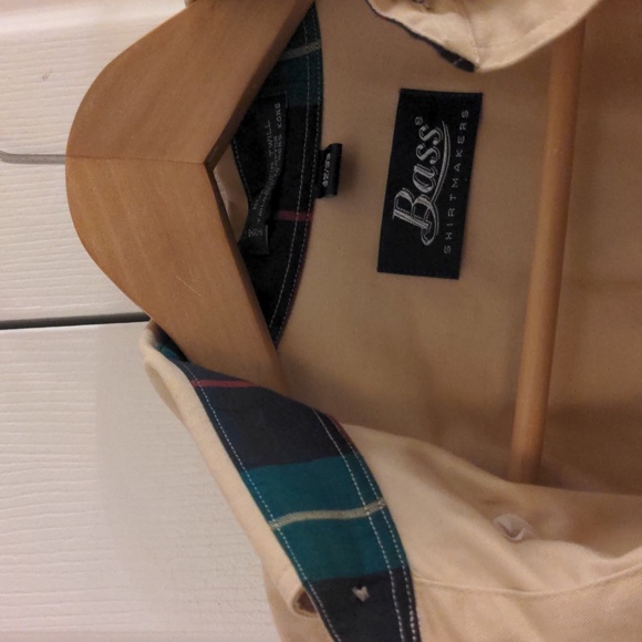 Like new bass twill button down shirt men's size 16.5 32/33 interi plaid collar - Picture 5 of 6